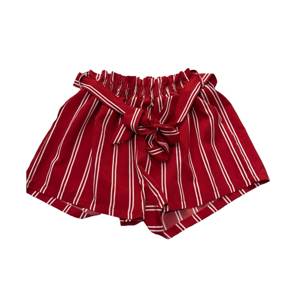 Zaful paper bag red shorts with white stripes